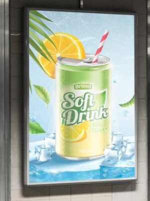Thiết kế poster quảng cáo đồ uống trong biển quảng cáo neon ở các tòa nhà