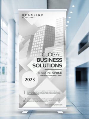 Thiết kế standee phong cách màu ghi sáng