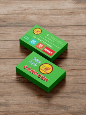 Thiết kế danh thiếp - name card màu xanh lá với các app giao đồ ăn