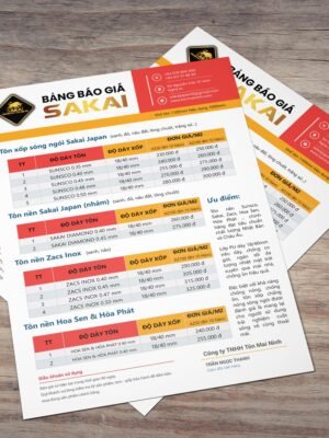 Thiết kế bảng báo giá sản phẩm, danh mục sản phẩm