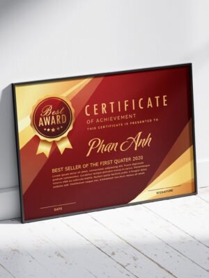 Thiết kế chứng nhận hoàn thành phong cách màu đỏ