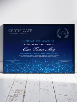 Thiết kế chứng nhận, bằng khen mẫu hiện đại màu xanh đậm