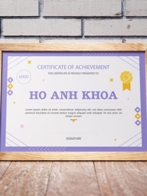 Thiết kế chứng nhận certificate phong cách màu tím