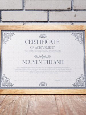 Thiết kế chứng nhận hoàn thành phong cách nhẹ nhàng màu xám grey