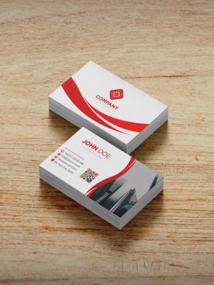 Mẫu danh thiếp sử dụng ruy băng đỏ và QR code