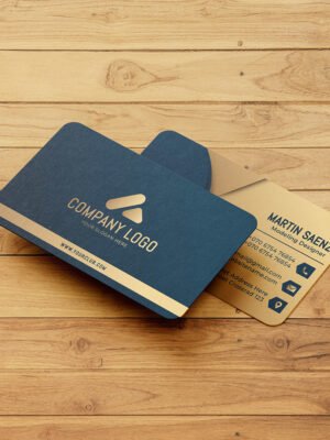 Mẫu thiết kế danh thiếp sang trọng với màu vàng gold chủ đạo và xanh rêu