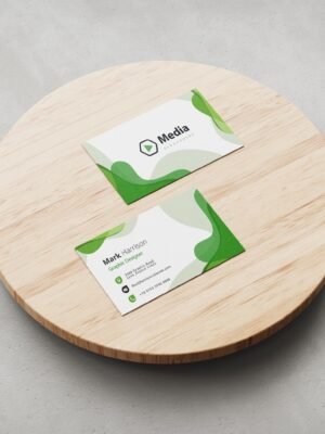 Mẫu thiết kế danh thiếp trắng xanh và học tiết lượn sóng