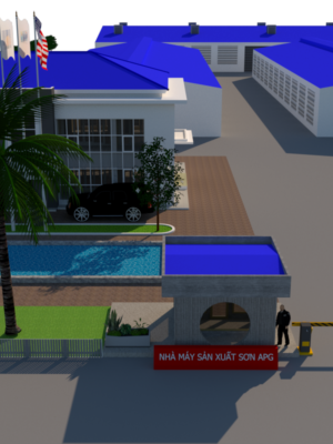 Thiết kế 3D không gian nhà máy, xưởng sản xuất