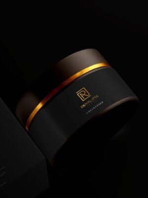 Thiết kế bao bì sản phẩm hộp đựng mỹ phẩm phong cách sang trọng màu vàng và đen