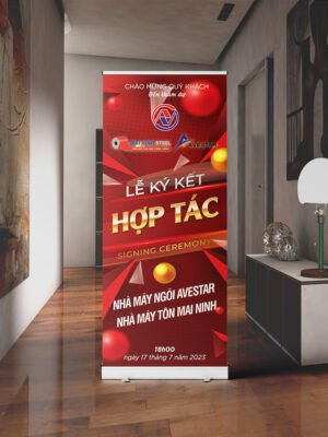 Thiết kế standee khai trương màu đỏ