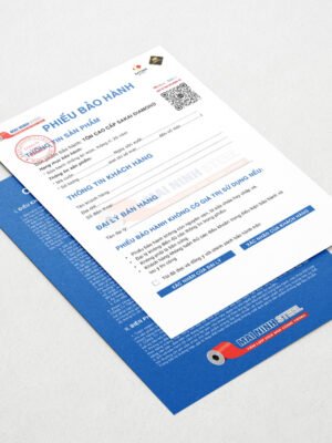 Thiết kế phiếu bảo hành A4 hai mặt màu xanh biển