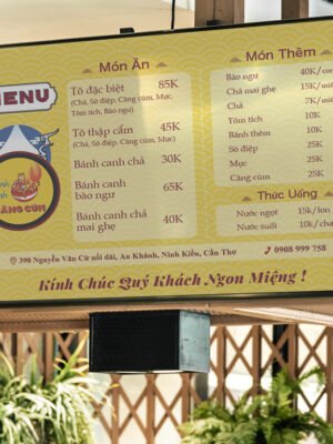 Thiết kế menu điện tử, hiển thị trên màn hình TV hoặc màn hình LED