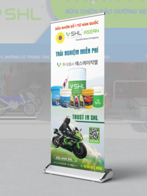 Thiết kế standee quảng cáo cho sản phẩm dầu nhớt Hàn Quốc