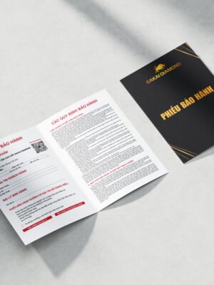 Thiết kế phiếu bảo hành A5 gập đôi sang trọng màu đen