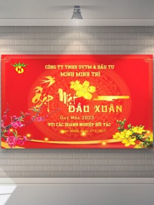 Thiết kế backdrop - phông bạt chương trình gặp mặt đầu năm nền đỏ