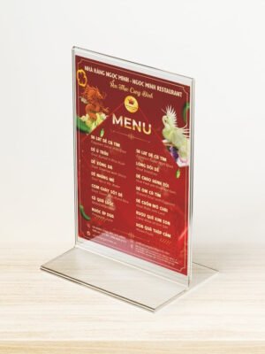 Thiết kế menu nhà hàng để bàn sang trọng màu đỏ