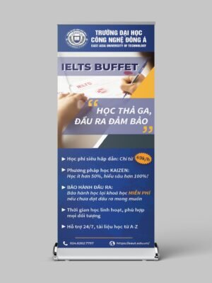 Standee cuộn giới thiệu các ngành nghề đào tạo của trường đại học