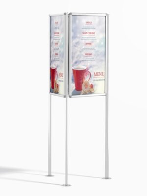 Standee poster trên đường phố với khung inox không gỉ và mặt mica