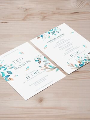 Thiệp mời họa tiết hoa lá trang nhã