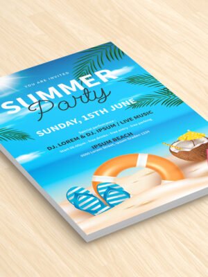 Mẫu tờ rơi sự kiện mùa hè và các hoạt động ngoài trời bãi biển