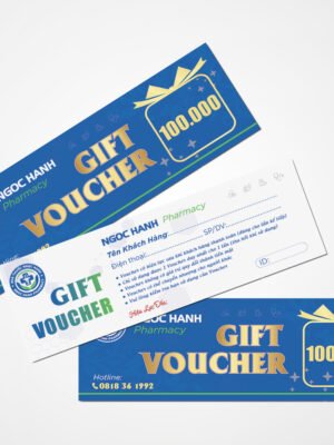Thiết kế Voucher khổ dài màu xanh không xé