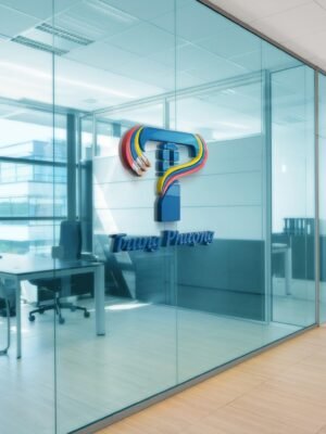 Thiết kế logo thương hiệu công ty nổi bật bằng mica màu