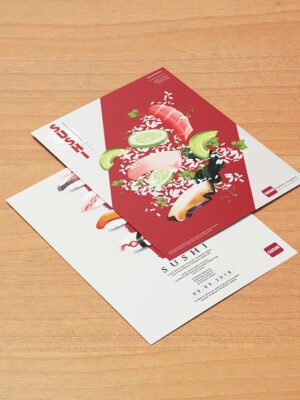Mẫu tờ rơi A5 hai mặt in màu phong cách tối giản dành cho món ăn