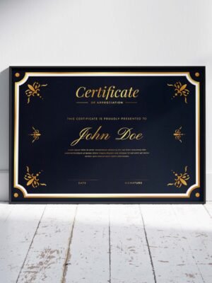 Mẫu thiết kế chứng nhận certificate nền đen sang trọng lịch lãm