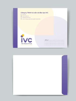 Thiết kế phong bì A4, phong bì A5, letter in thương hiệu màu tím