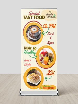 Thiết kế standee kinh doanh đồ ăn nhanh và cà phê