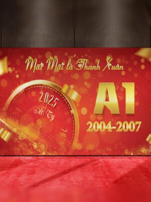 Thiết kế phông nền họp lớp, tất niên, year end party cuối năm màu đỏ