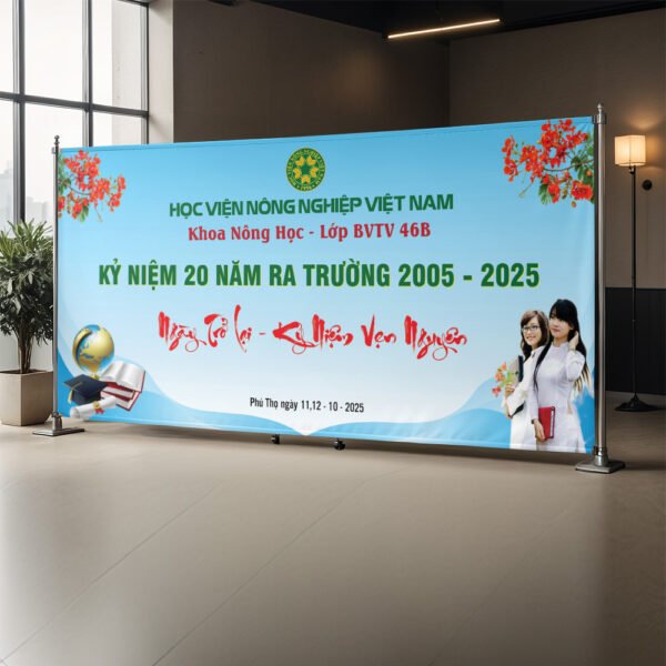 Thiết kế backdrop sự kiện 20 năm ngày ra trường