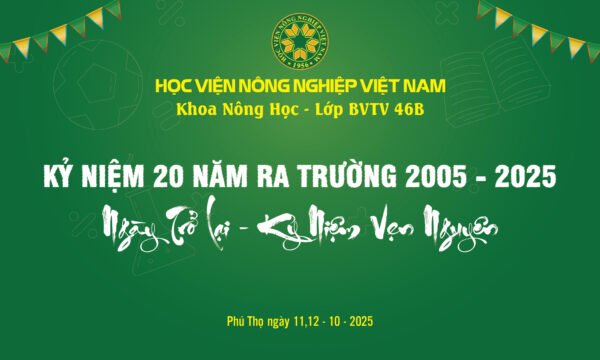 Thiết kế backdrop sự kiện kỷ niệm 20 năm ngày ra trường học viện Nông nghiệp màu xanh - Hình ảnh 3