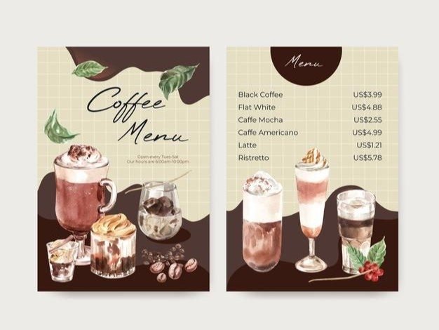 thiết kế menu đồ uống