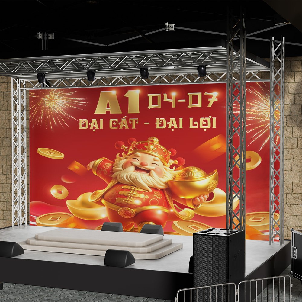 Thiết kế phông nền backdrop sự kiện tất niên cuối năm màu đỏ - Ảnh 3